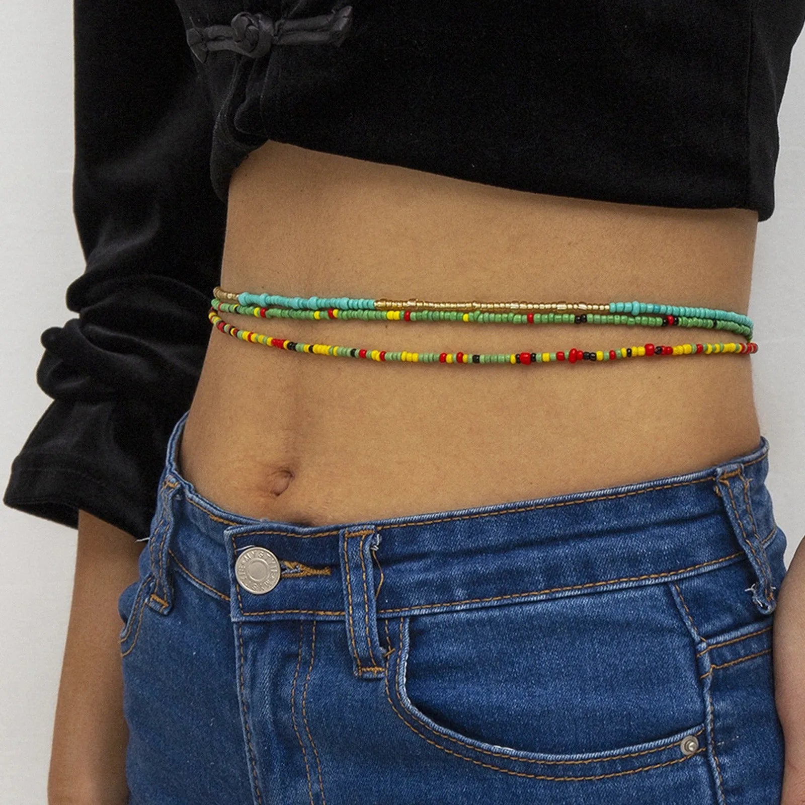 Sexy Women’s Handmade Beaded Multi-Layer Waist Chain Set